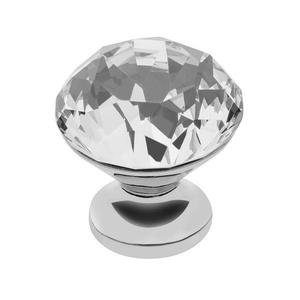 Buton pentru mobila cristal Crpb, finisaj crom lucios+cristal transparent, D: 30 mm imagine