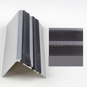 Profile aluminiu tip coltar treapta Ersin 2150, argintii, antiderapante cu banda dubla de cauciuc, 30x38.5mmx300cm, set 5 buc, cod 42122 imagine