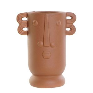 Vaza Tribal din ceramica maro 19 cm imagine