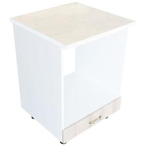 Corp pentru cuptor incorporabil cu sertar Zebra, Alb/MDF Sonoma, cu blat Travertin, 60 x 85 x 60 cm imagine