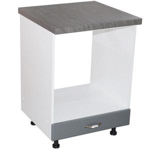 Corp pentru cuptor incorporabil cu sertar Zebra, Alb/MDF gri, cu blat beton, 60 x 85 x 60 cm imagine