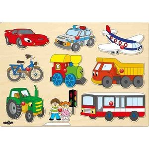 Puzzle Woody pe placă Mijloace de transport imagine
