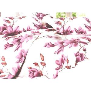 Set Lenjerie de pat dublu, alb cu imprimeu floral, 4 piese imagine
