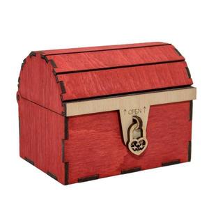 Cufar din lemn cu mesaj, 12x10x9, 5 cm, rosu, cadou personalizat imagine