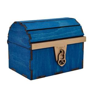 Cufar din lemn cu mesaj, 12x10x9, 5 cm, albastru, cadou personalizat imagine