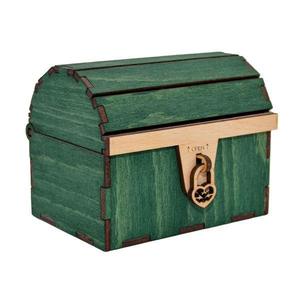 Cufar din lemn cu mesaj, 12x10x9, 5 cm, verde, cadou personalizat imagine