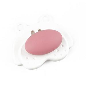 Buton pentru mobila copii Joy Ursulet, finisaj alb cu nasuc roz CB, 30 mm imagine