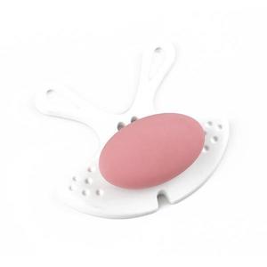 Buton pentru mobila copii Joy Iepuras, finisaj alb cu nasuc roz CB, 30 mm imagine
