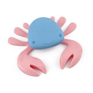 Buton pentru mobila copii Joy Crab, finisaj bleu cu clesti roz CB, 25 mm imagine