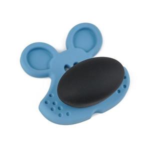 Buton pentru mobila copii Joy Tigru, finisaj bleu cu nasuc negru CB, 30 mm imagine