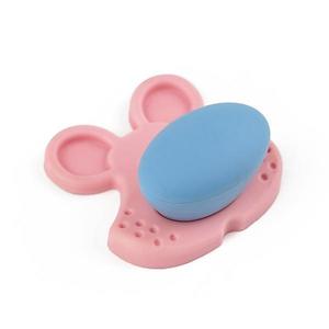 Buton pentru mobila copii Joy Tigru, finisaj roz cu nasuc bleu CB, 30 mm imagine