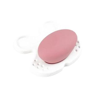 Buton pentru mobila copii Joy Tigru, finisaj alb cu nasuc roz CB, 30 mm imagine