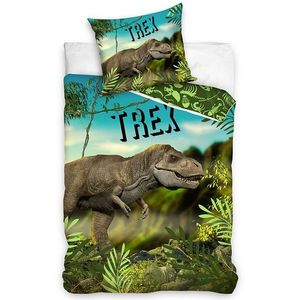Lenjerie de pat din bumbac T-Rex în junglă, 140 x 200 cm, 70 x 90 cm imagine