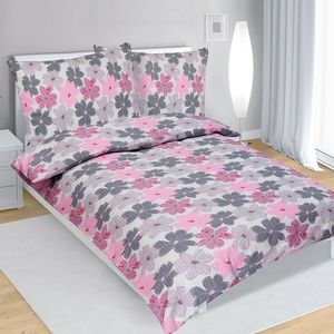 Lenjerie de pat creponată Flori roz, 140 x 200 cm, 70 x 90 cm imagine