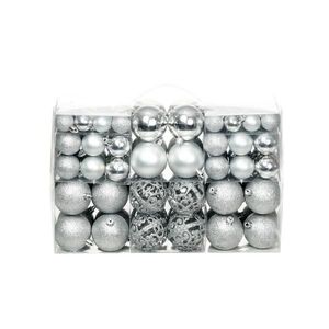 vidaXL Set globuri de Crăciun 100 de piese, 3/4/6 cm, argintiu imagine
