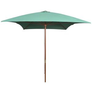 vidaXL Umbrelă de soare cu stâlp de lemn 200x300 cm, verde imagine