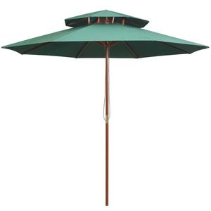 vidaXL Umbrelă de soare dublă, 270x270 cm, stâlp de lemn, verde imagine