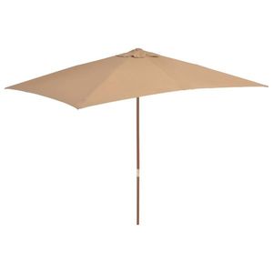 vidaXL Umbrelă de soare, exterior, stâlp lemn, 200x300 cm, gri taupe imagine