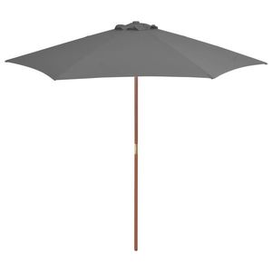 vidaXL Umbrelă de soare de exterior, stâlp din lemn, antracit, 270 cm imagine