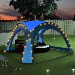 vidaXL Cort petrecere cu LED & 4 pereți laterali albastru 3, 6x3, 6x2, 3m imagine