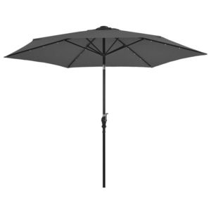 vidaXL Umbrelă de soare exterior cu LED & stâlp de oțel antracit 300cm imagine