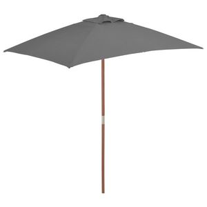 vidaXL Umbrelă de soare, exterior, stâlp lemn, 150x200 cm, antracit imagine