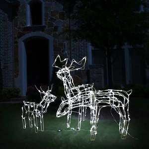 vidaXL Instalație de lumini de Crăciun cu reni, 3 piese, 229 LED-uri imagine