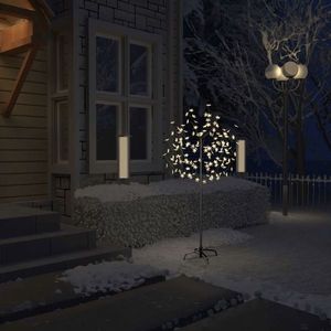 vidaXL Pom Crăciun, 120 LED-uri alb cald, flori de cireș, 150 cm imagine