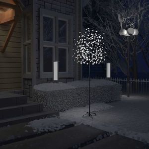 vidaXL Pom Crăciun, 220 LED-uri alb rece, flori de cireș, 220 cm imagine