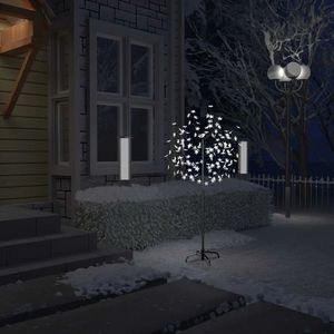 vidaXL Pom Crăciun, 120 LED-uri alb rece, flori de cireș, 150 cm imagine