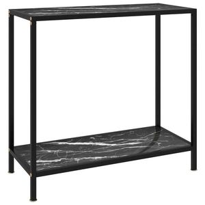 vidaXL Masă consolă, negru, 80 x 35 x 75 cm, sticlă securizată imagine