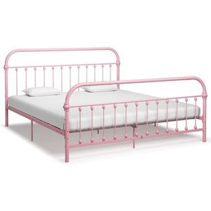 vidaXL Cadru de pat, roz, 180 x 200 cm, metal imagine