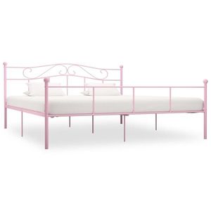 vidaXL Cadru de pat, roz, 180 x 200 cm, metal imagine