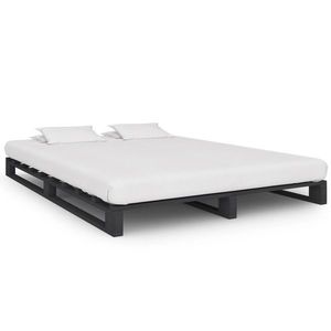 vidaXL Cadru de pat din paleți, gri, 120 x 200 cm, lemn masiv de pin imagine