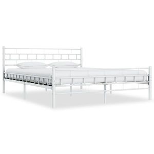 vidaXL Cadru de pat, alb, 200 x 200 cm, metal imagine