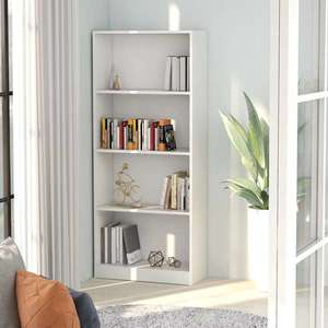 vidaXL Bibliotecă cu 4 rafturi, alb, 60x24x142 cm, lemn prelucrat imagine