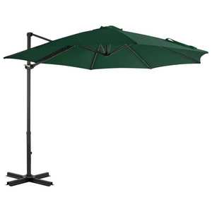 Umbrelă suspendată cu stâlp din aluminiu, verde, 300 cm imagine