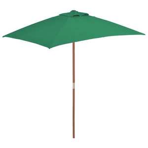 vidaXL Umbrelă de soare, exterior, stâlp lemn, 150x200 cm, verde imagine