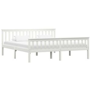 vidaXL Cadru de pat din lemn masiv de pin, alb, 180 x 200 cm imagine
