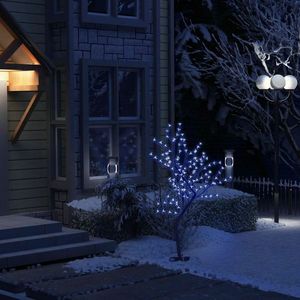 vidaXL Pom Crăciun, 128 LED-uri lumină albastră, flori de cireș 120 cm imagine