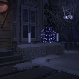 vidaXL Pom Crăciun, 120 LED-uri lumină albastră, flori de cireș 150 cm imagine