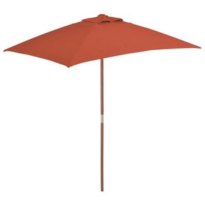 vidaXL Umbrelă de soare de exterior, stâlp lemn, 150x200 cm, teracotă imagine