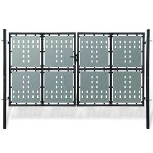 vidaXL Poartă de gard cu o ușă, negru, 300x225 cm imagine
