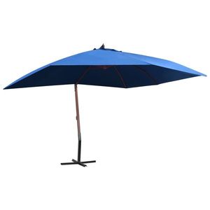 vidaXL Umbrelă de soare suspendată, stâlp lemn, albastru, 400 x 300 cm imagine
