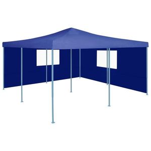 vidaXL Pavilion pliabil cu 2 pereți laterali, albastru, 5 x 5 m imagine