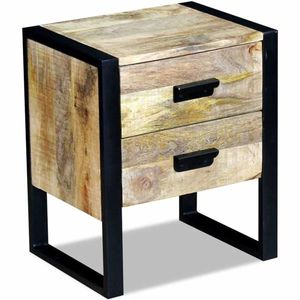 vidaXL Masă laterală cu 2 sertare din lemn solid de mango, 43x33x51 cm imagine