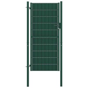 vidaXL Poartă de gard, verde, 100x124 cm, PVC și oțel imagine