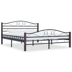 vidaXL Cadru de pat, negru, 200 x 200 cm, metal imagine