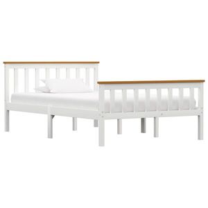 vidaXL Cadru de pat, alb, 120 x 200 cm, lemn masiv de pin imagine