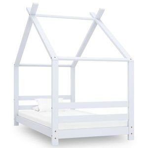 vidaXL Cadru de pat de copii, alb, 80 x 160 cm, lemn masiv de pin imagine